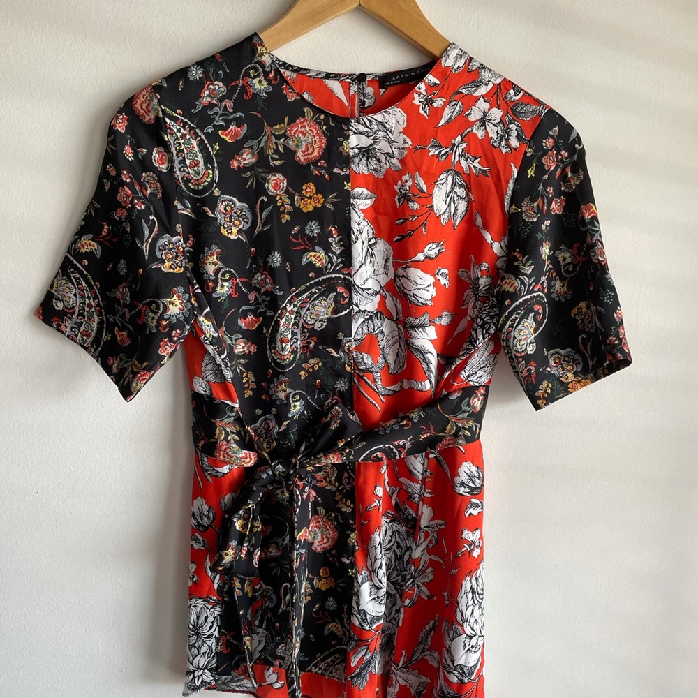 Orange and black printed blouse